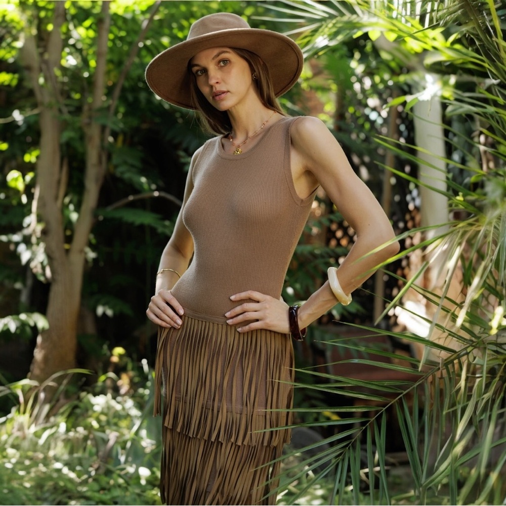 Fringe Detail Knit Tank Dress - Picture 3 of 10